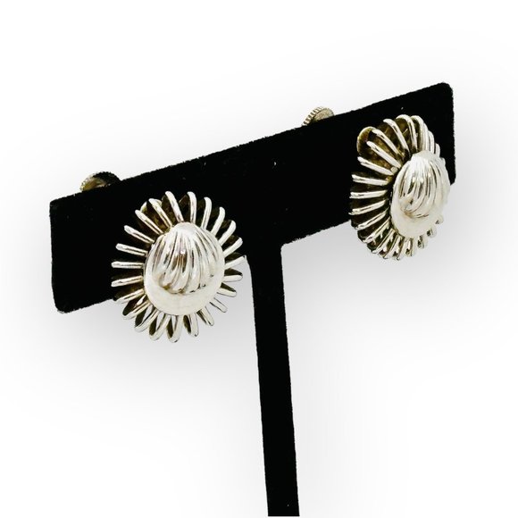 Vintage Coro Silver Tone Screwback Earrings - Picture 5 of 7